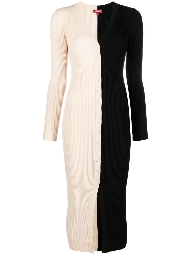 Black Shoko Two-tone Knitted Midi Dress