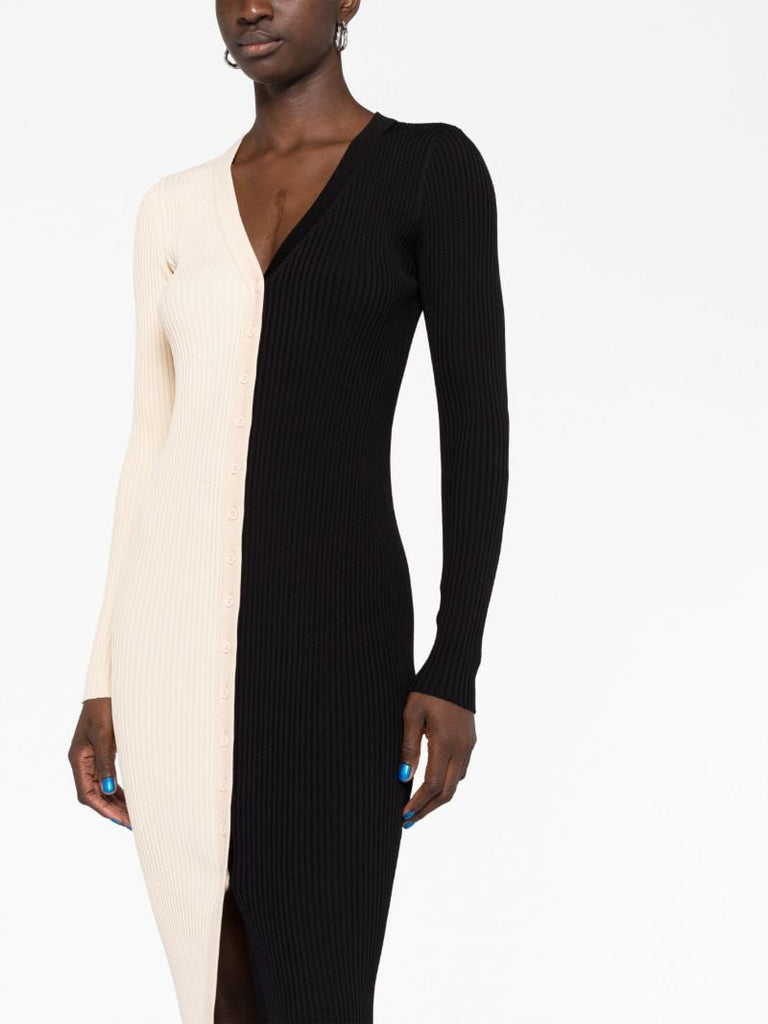 Black Shoko Two-tone Knitted Midi Dress