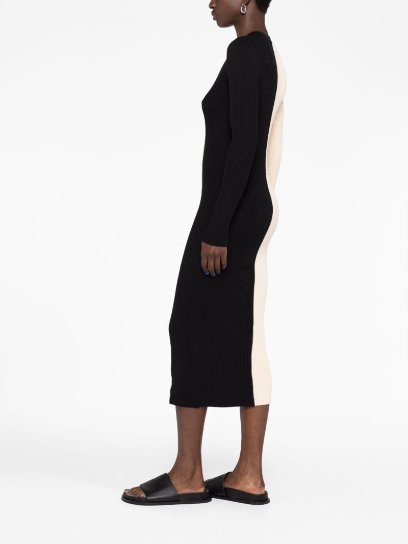 Black Shoko Two-tone Knitted Midi Dress