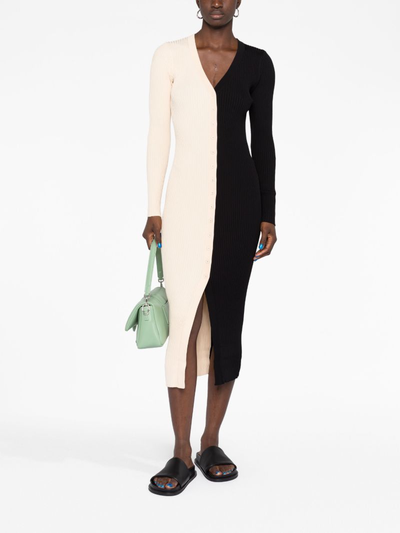 Black Shoko Two-tone Knitted Midi Dress