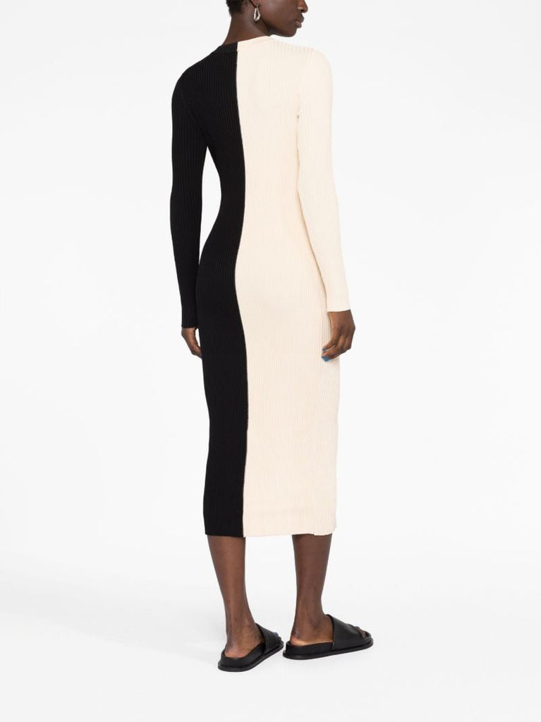 Black Shoko Two-tone Knitted Midi Dress