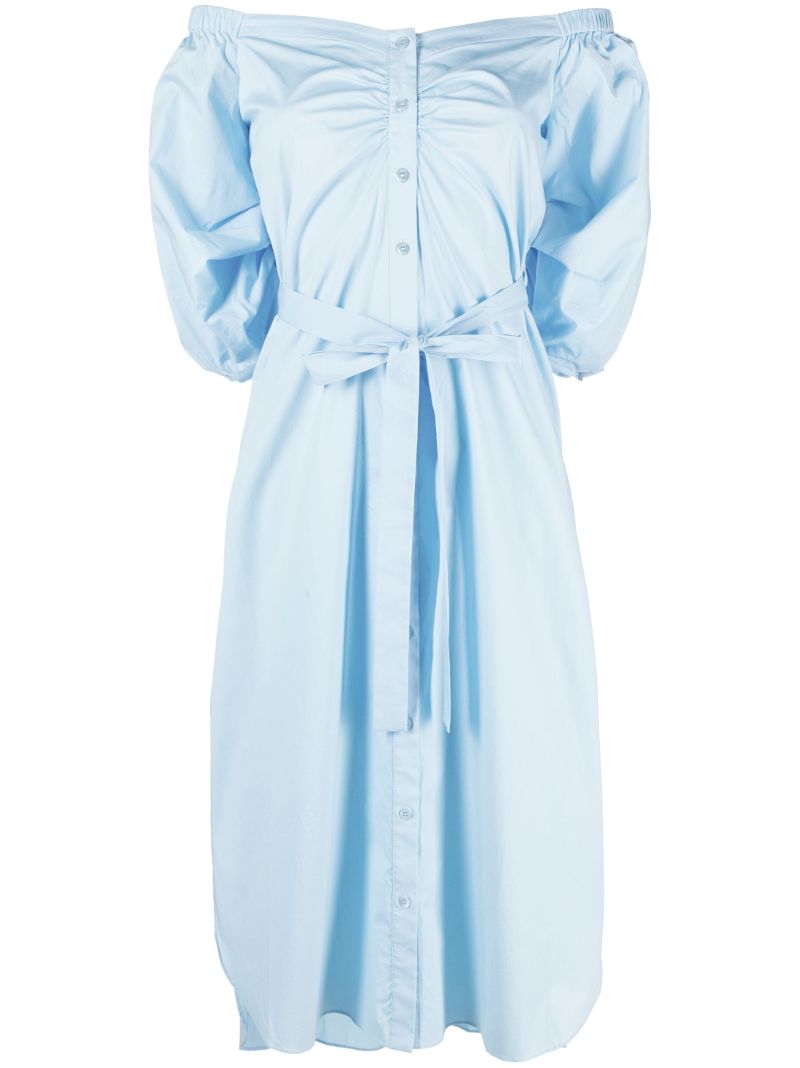 Blue Reese Off-shoulder Midi Dress