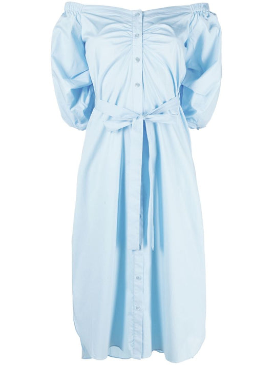 Blue Reese Off-shoulder Midi Dress