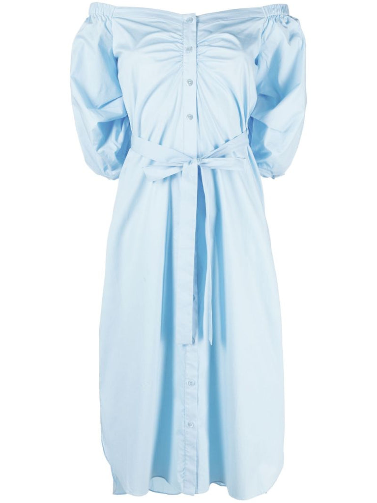 Blue Reese Off-shoulder Midi Dress
