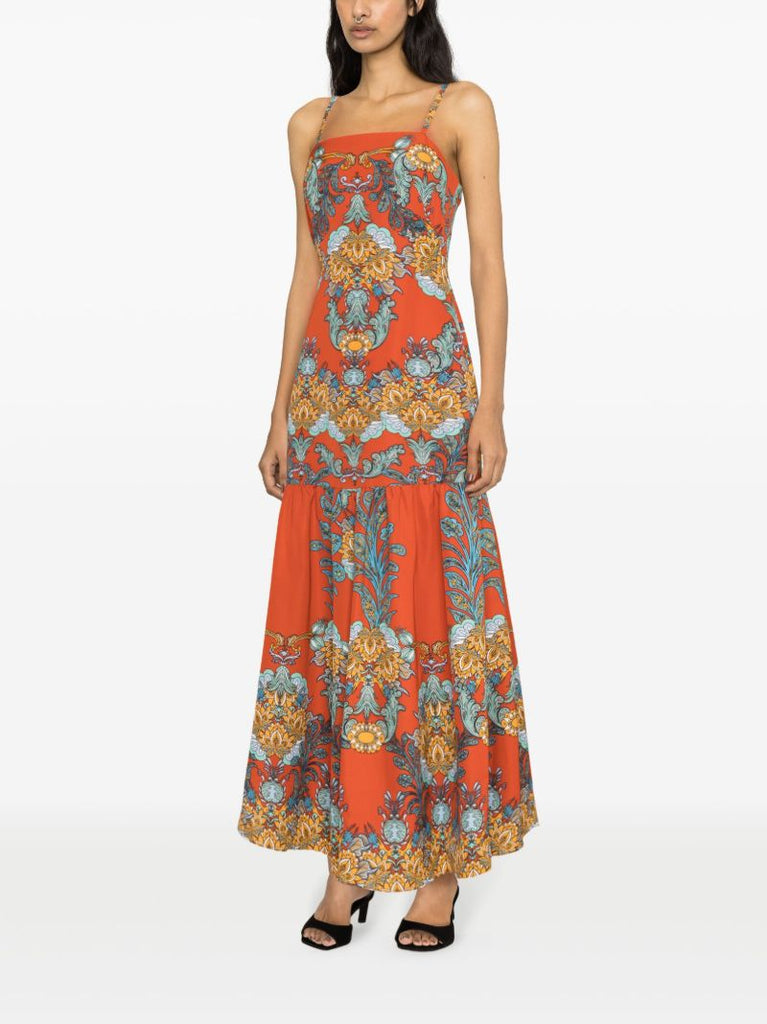 Orange Cordiela Floral Print Maxi Dress
