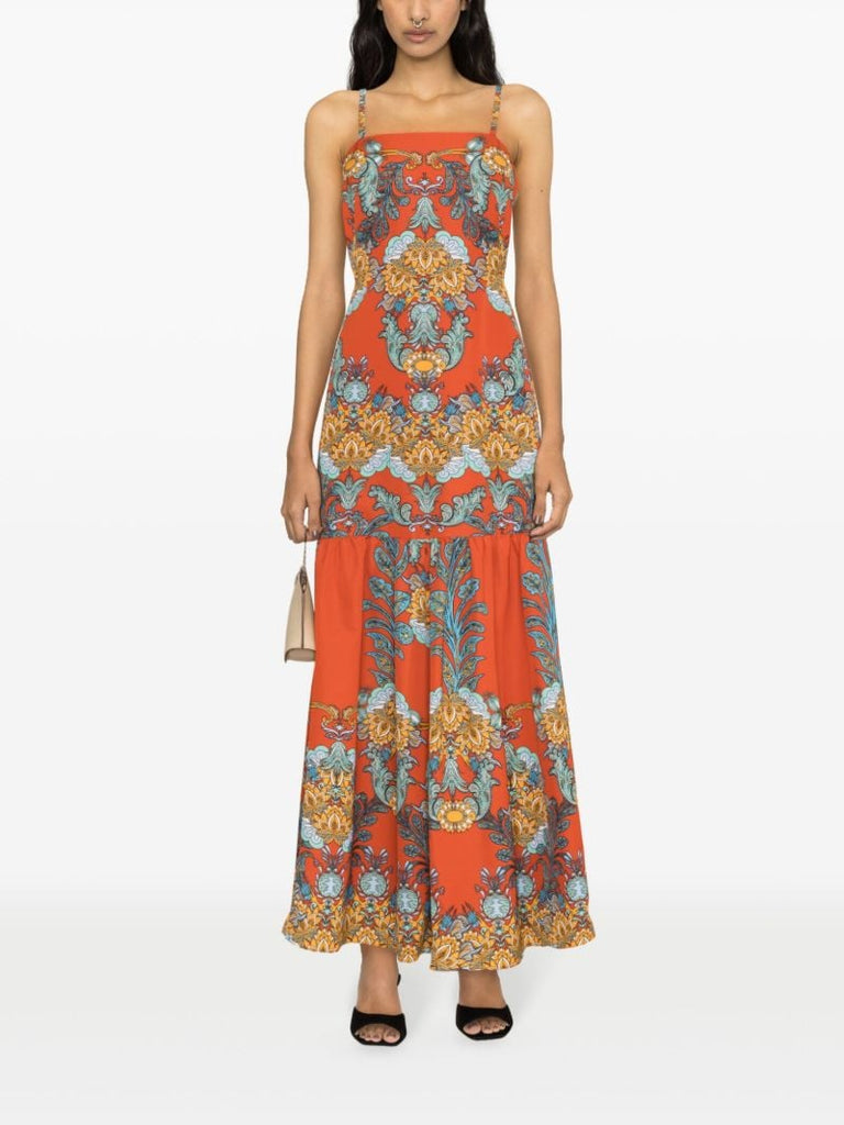 Orange Cordiela Floral Print Maxi Dress