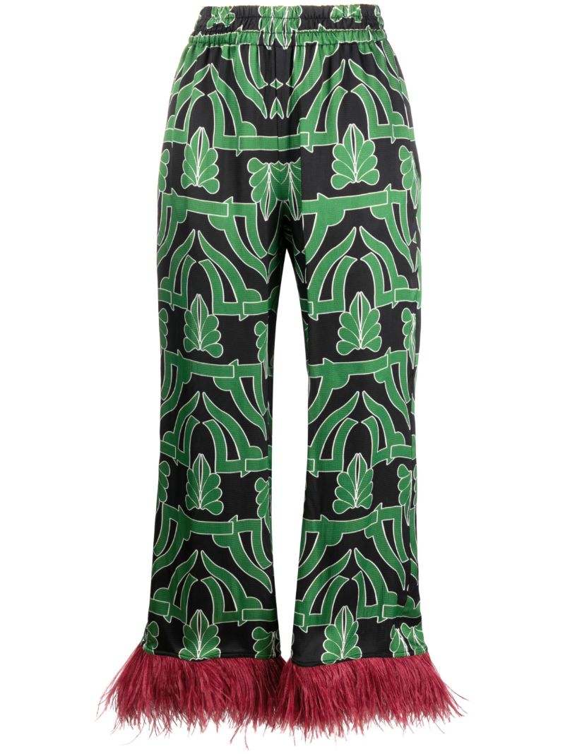 Black Haven Feather-trim Trousers