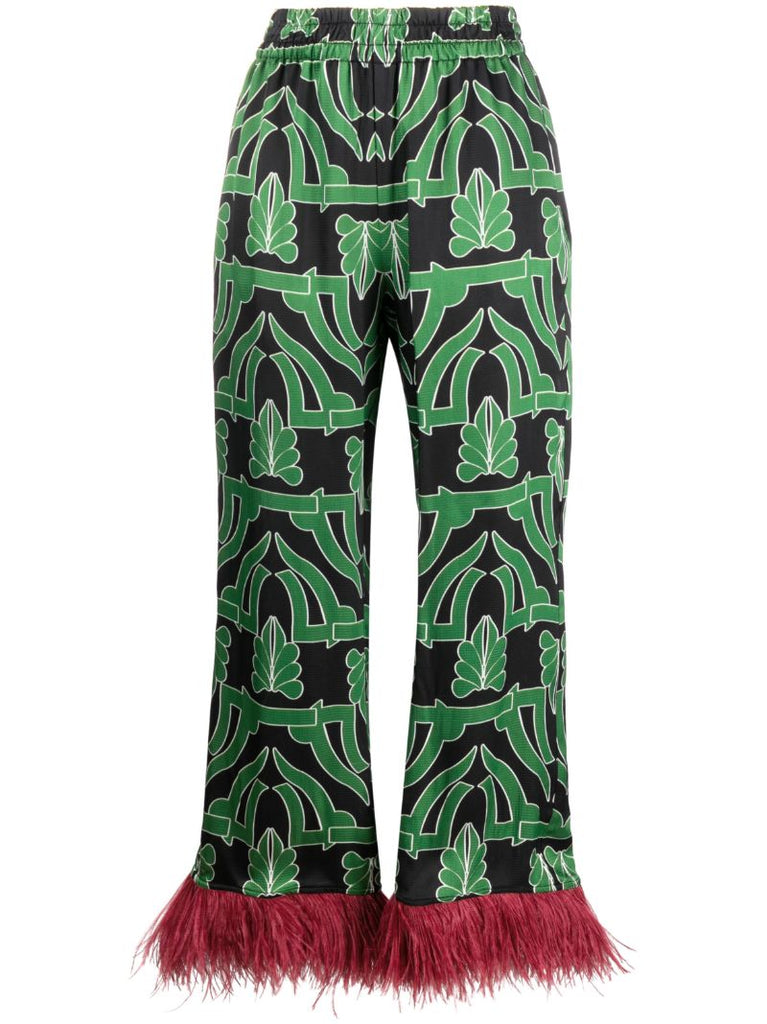 Black Haven Feather-trim Trousers
