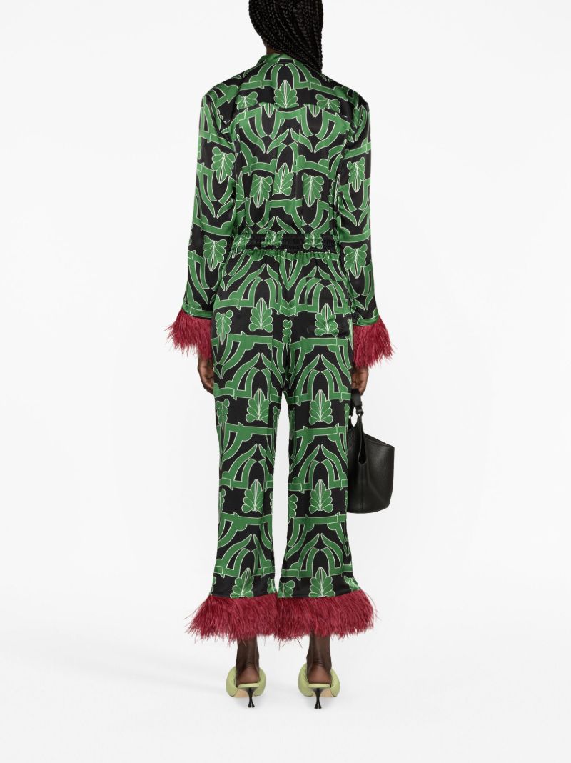Black Haven Feather-trim Trousers