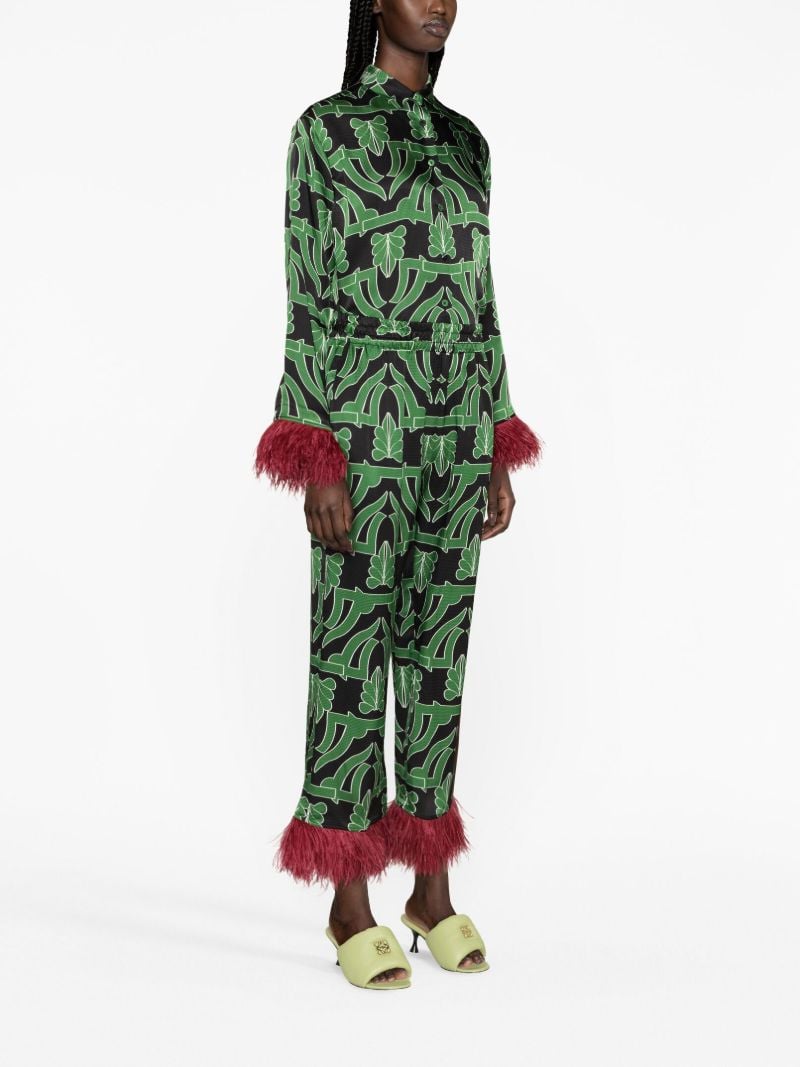 Black Haven Feather-trim Trousers