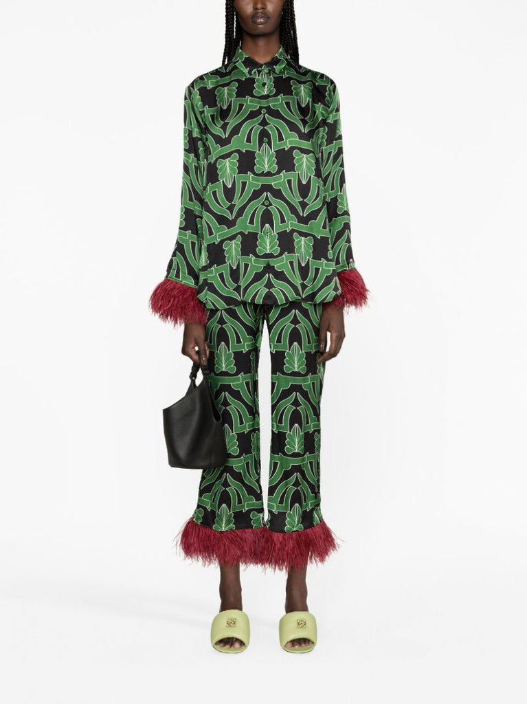 Black Haven Feather-trim Trousers