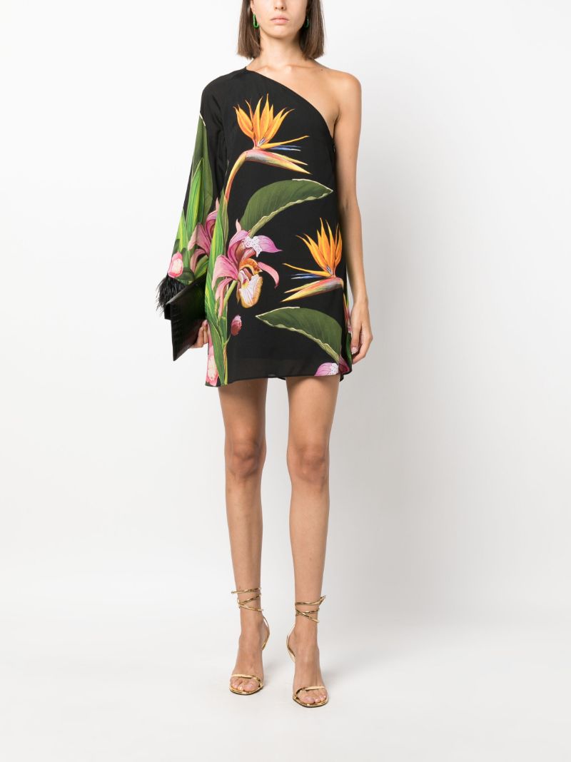 Black Vida Floral Print Asymmetric Mini Dress