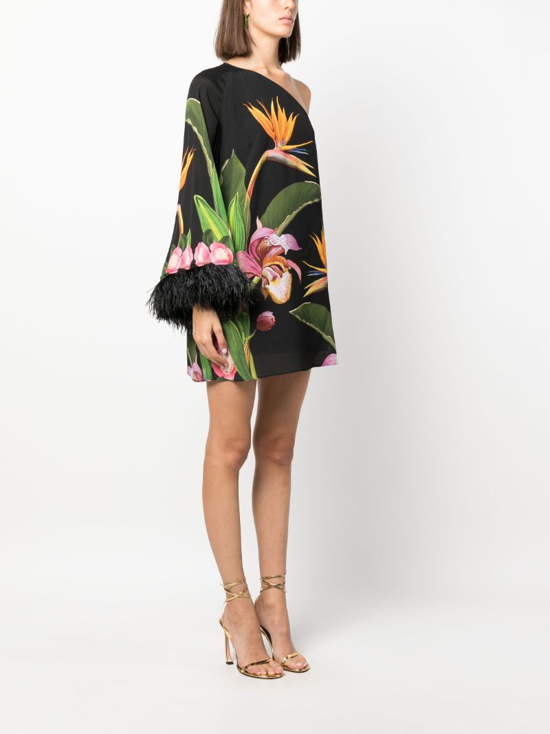 Black Vida Floral Print Asymmetric Mini Dress