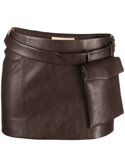 Red Osyne Faux-leather Mini Skirt