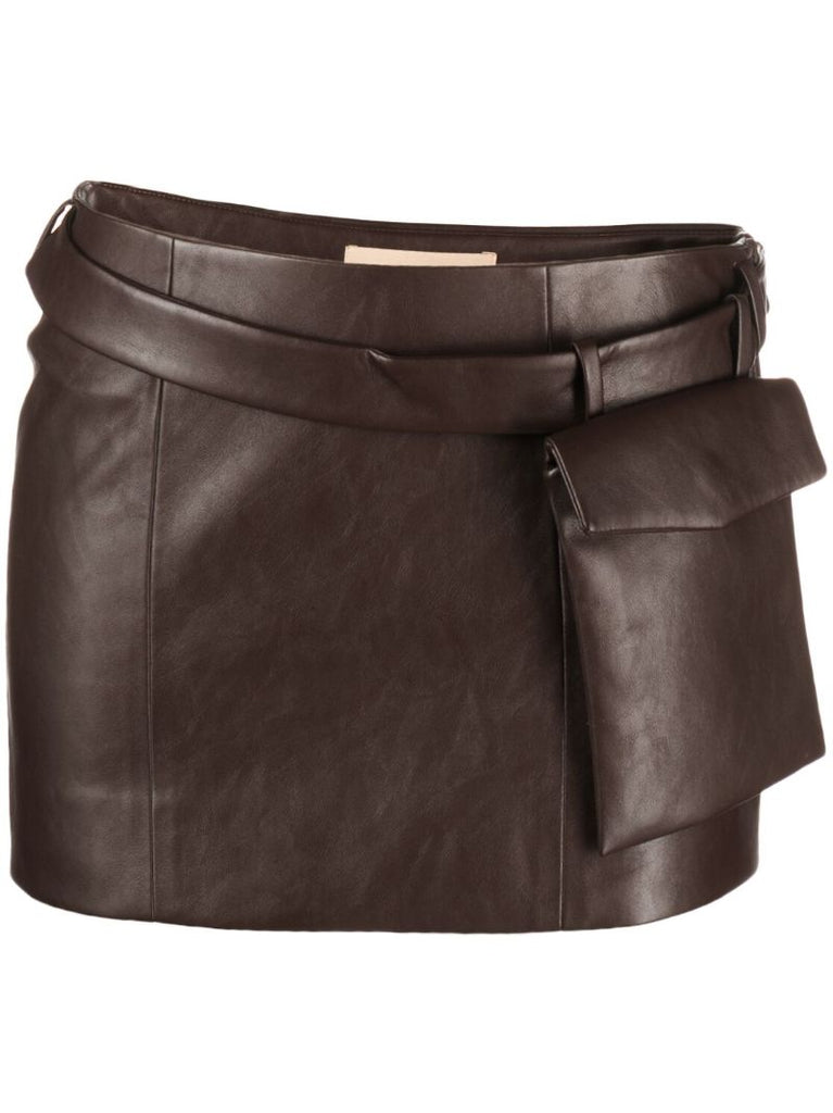 Red Osyne Faux-leather Mini Skirt