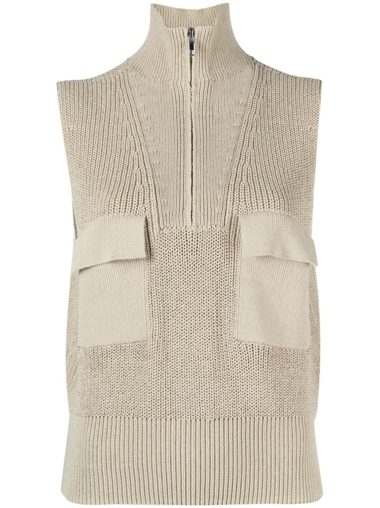 Neutral Pieri Sleeveless Knitted Top