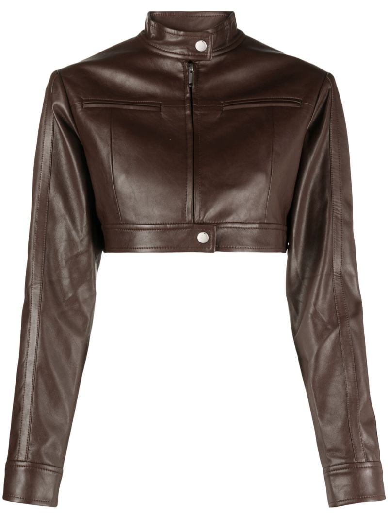 Red Osyne Faux-leather Cropped Jacket