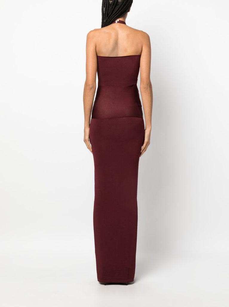 Red Aufala Cut-out Halterneck Maxi Dress