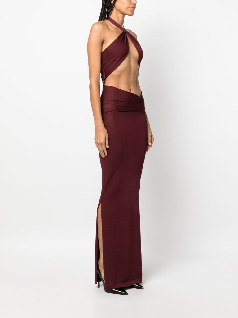 Red Aufala Cut-out Halterneck Maxi Dress