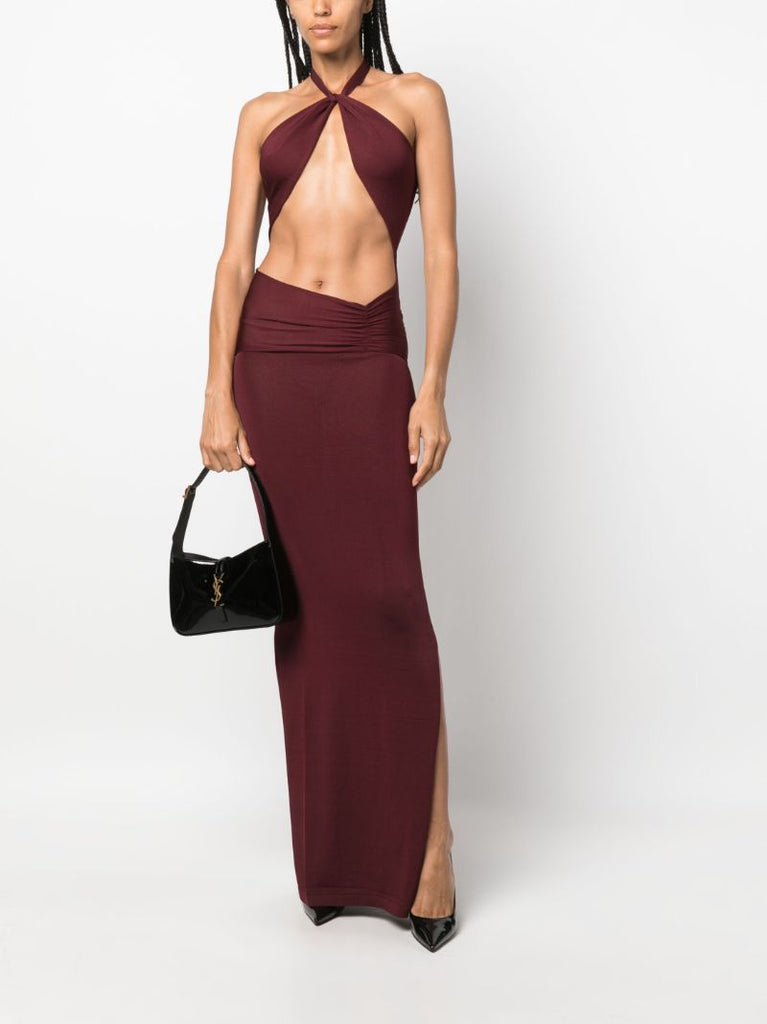 Red Aufala Cut-out Halterneck Maxi Dress