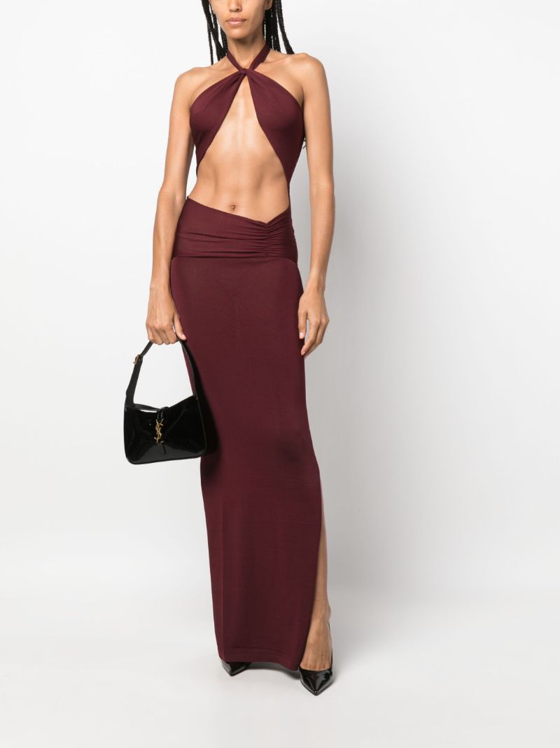 Red Aufala Cut-out Halterneck Maxi Dress