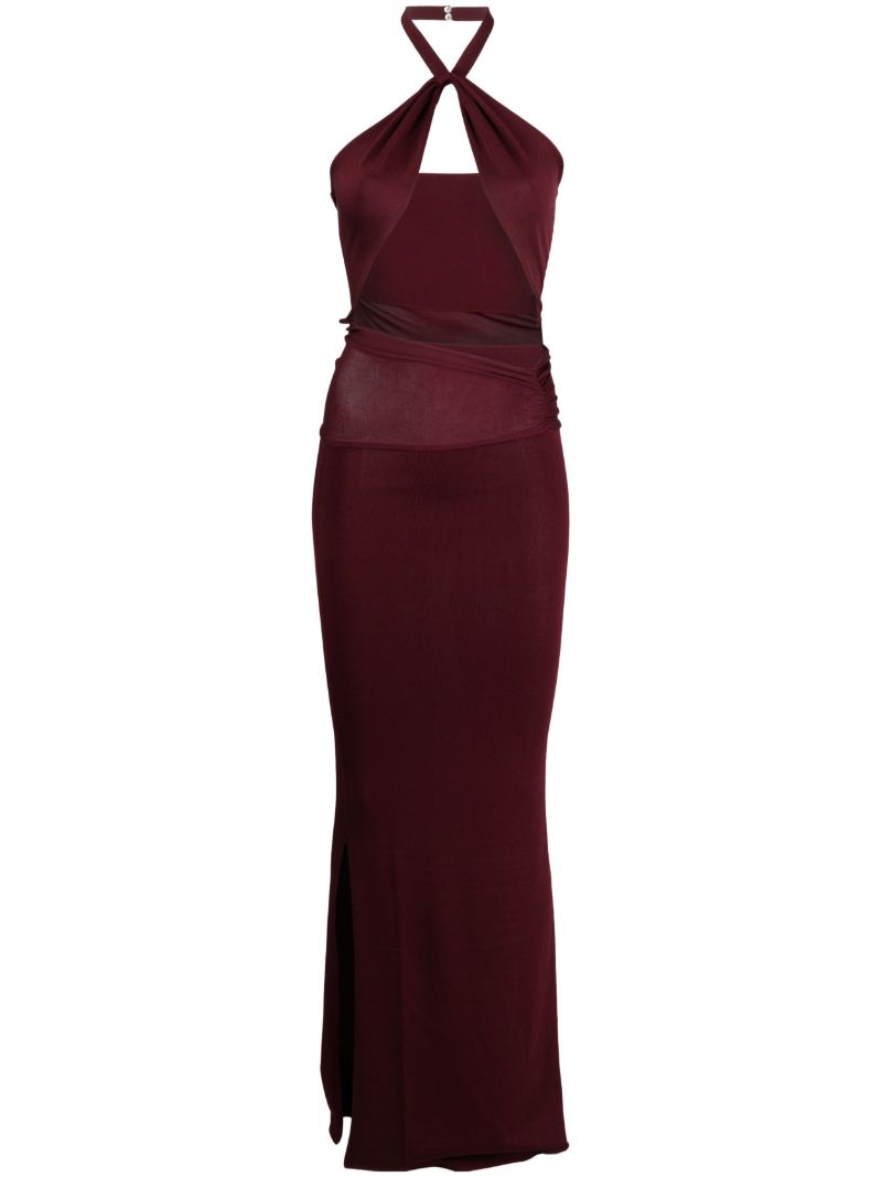 Red Aufala Cut-out Halterneck Maxi Dress