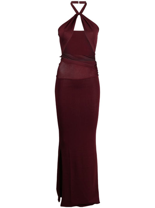 Red Aufala Cut-out Halterneck Maxi Dress