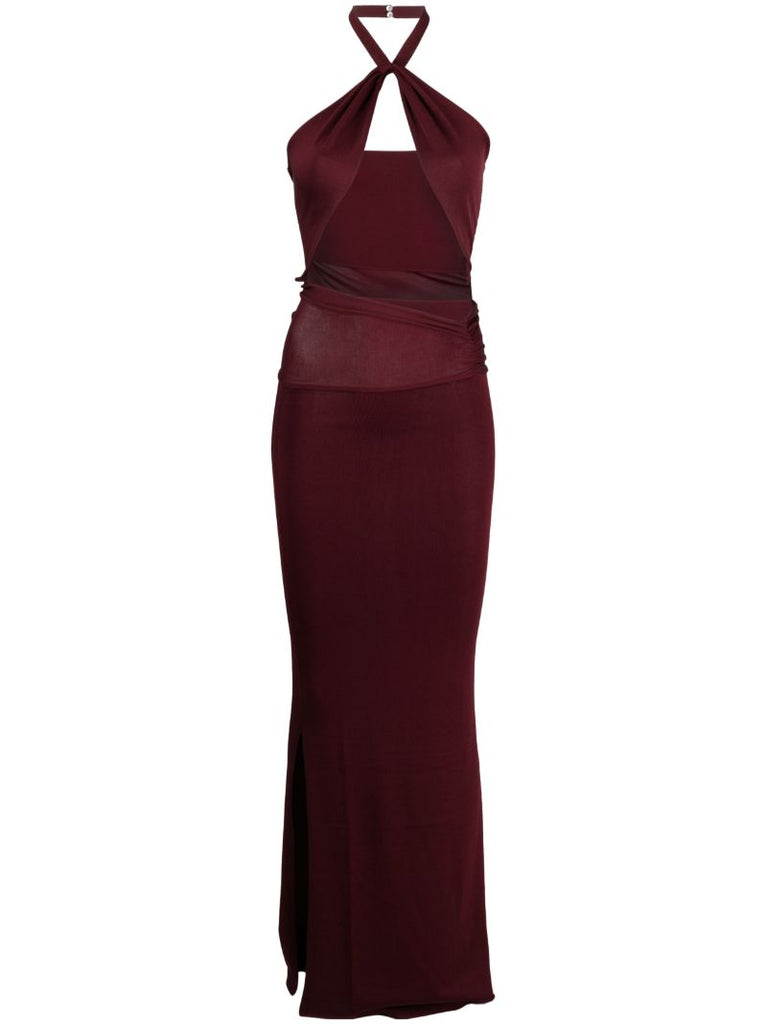 Red Aufala Cut-out Halterneck Maxi Dress