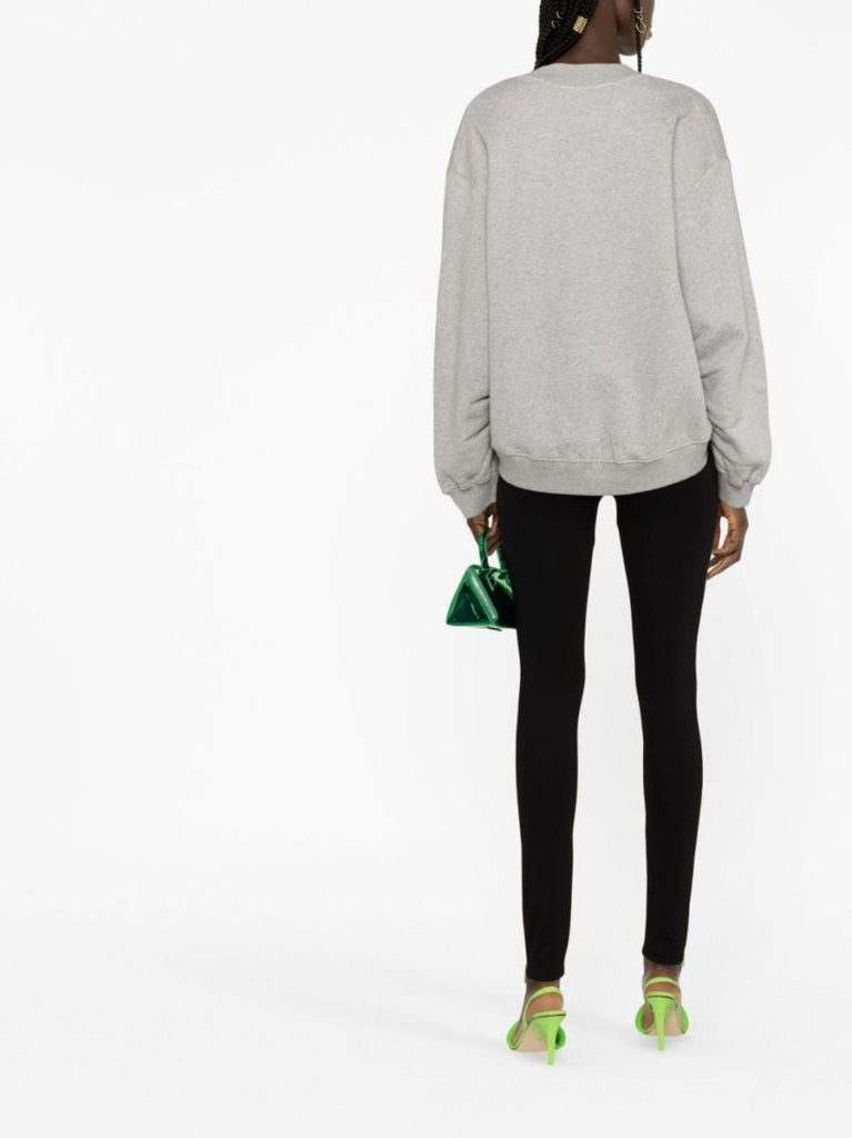 Grey V-neck Cropped Sweatshirt