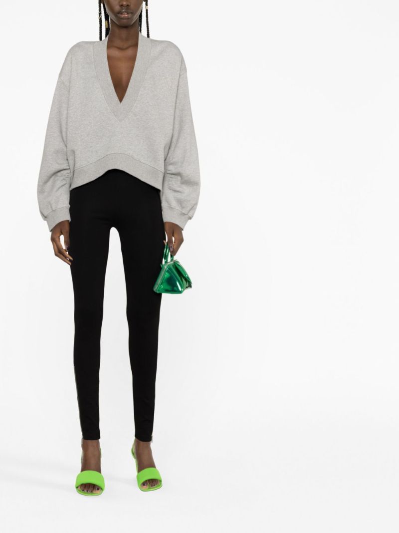 Grey V-neck Cropped Sweatshirt