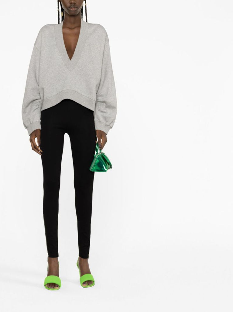 Grey V-neck Cropped Sweatshirt