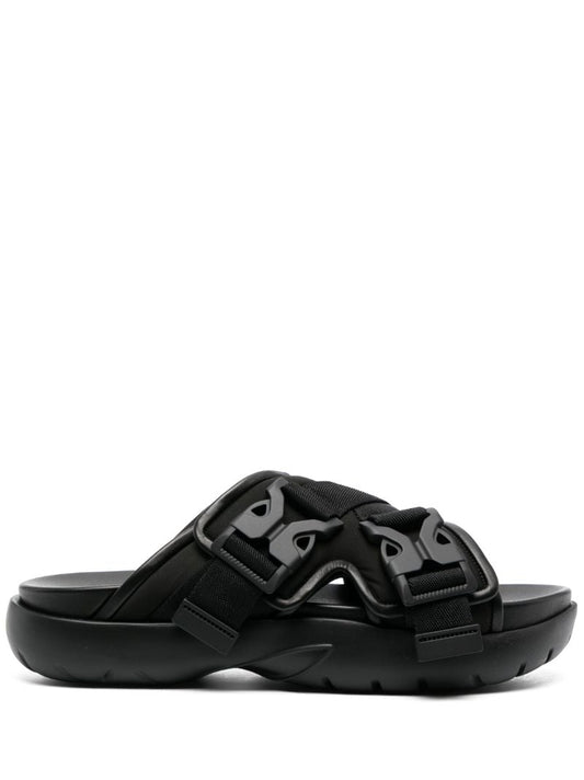 Black Snap Slide Sandals