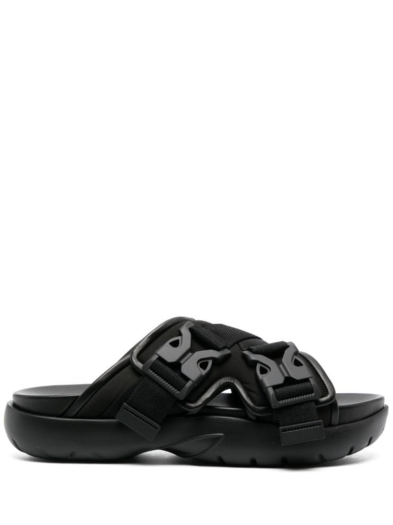 Black Snap Slide Sandals
