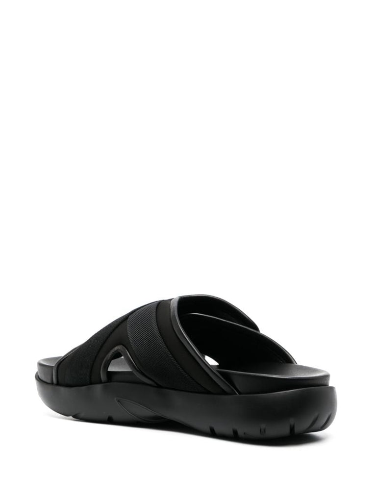 Black Snap Slide Sandals