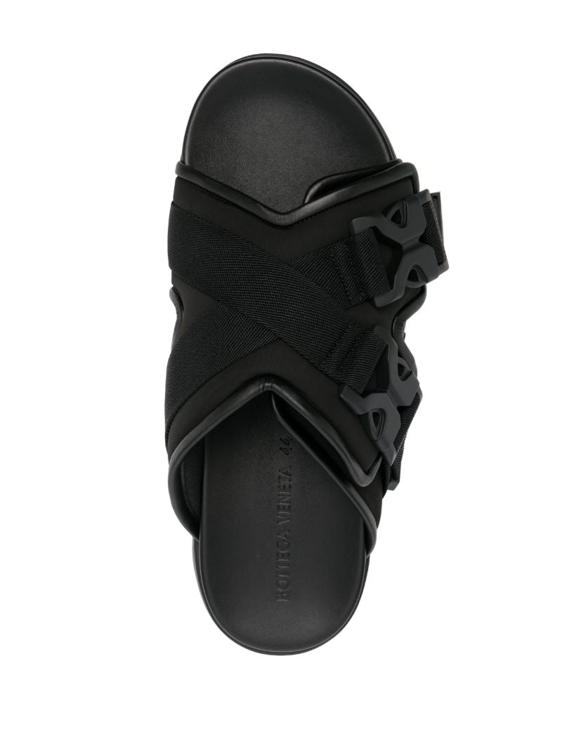 Black Snap Slide Sandals