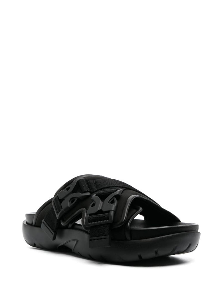 Black Snap Slide Sandals