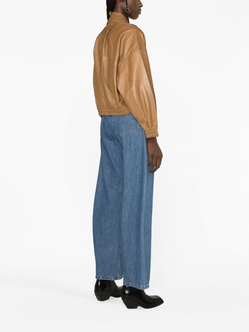 Brown Elle Leather Bomber Jacket