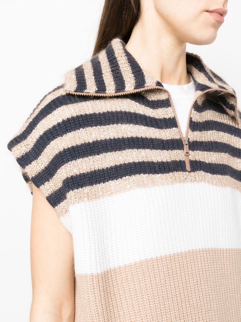 Beige Sequin Embellished Knitted Top