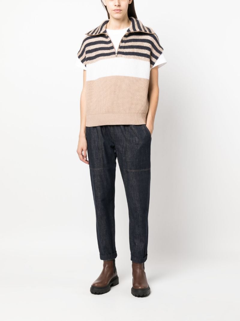 Beige Sequin Embellished Knitted Top