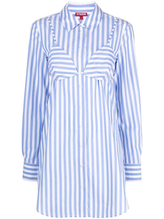 Blue Alita Striped Cotton Shirt Dress