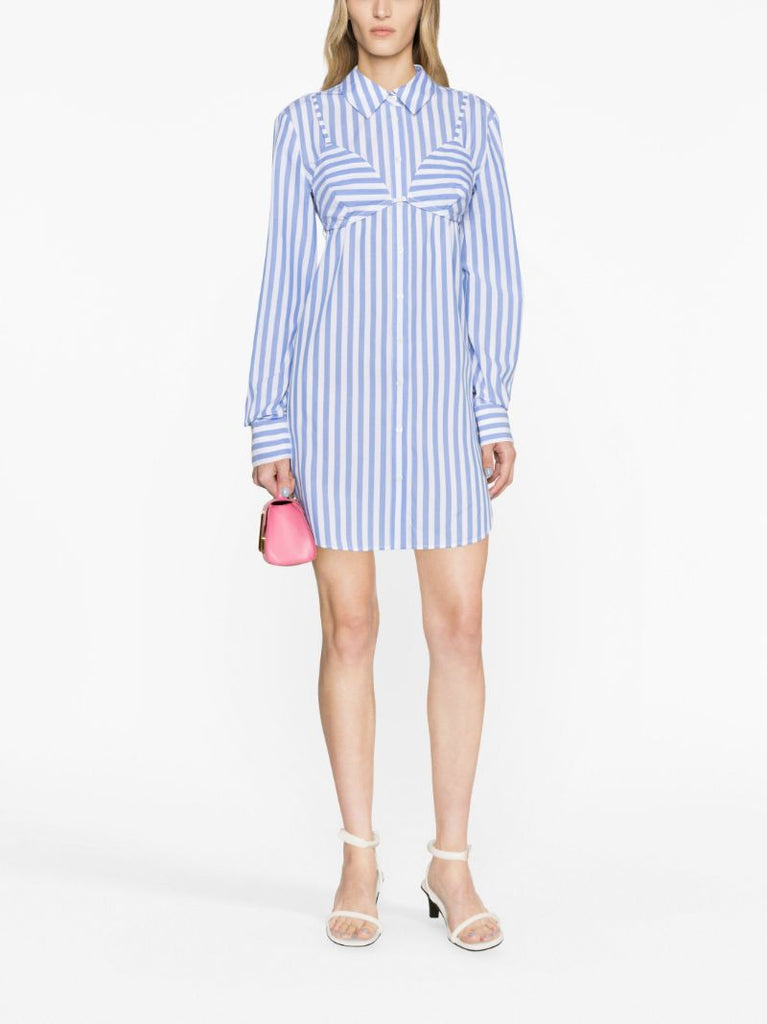 Blue Alita Striped Cotton Shirt Dress