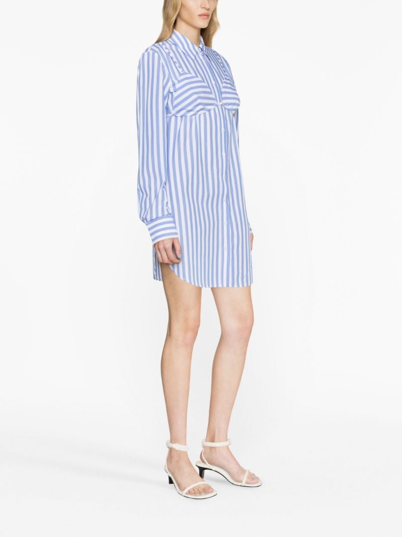 Blue Alita Striped Cotton Shirt Dress