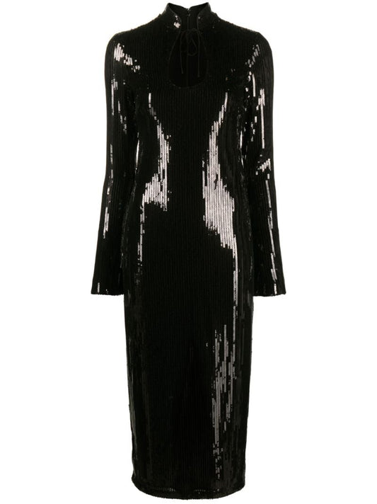 Black Lazarus Sequined Midi Dress