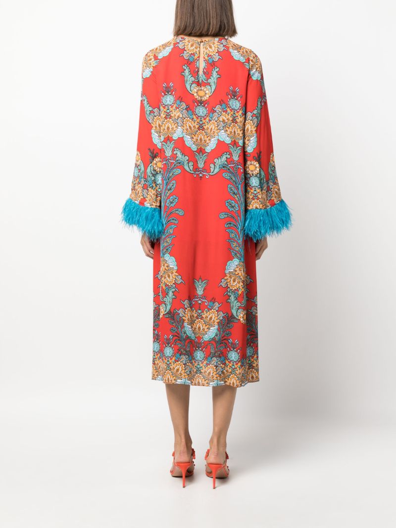 Red Seraphina Feather-embellished Dress