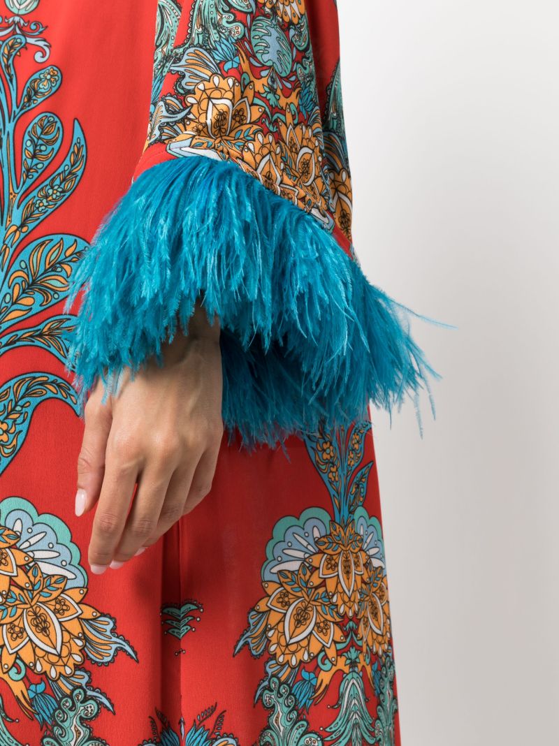 Red Seraphina Feather-embellished Dress