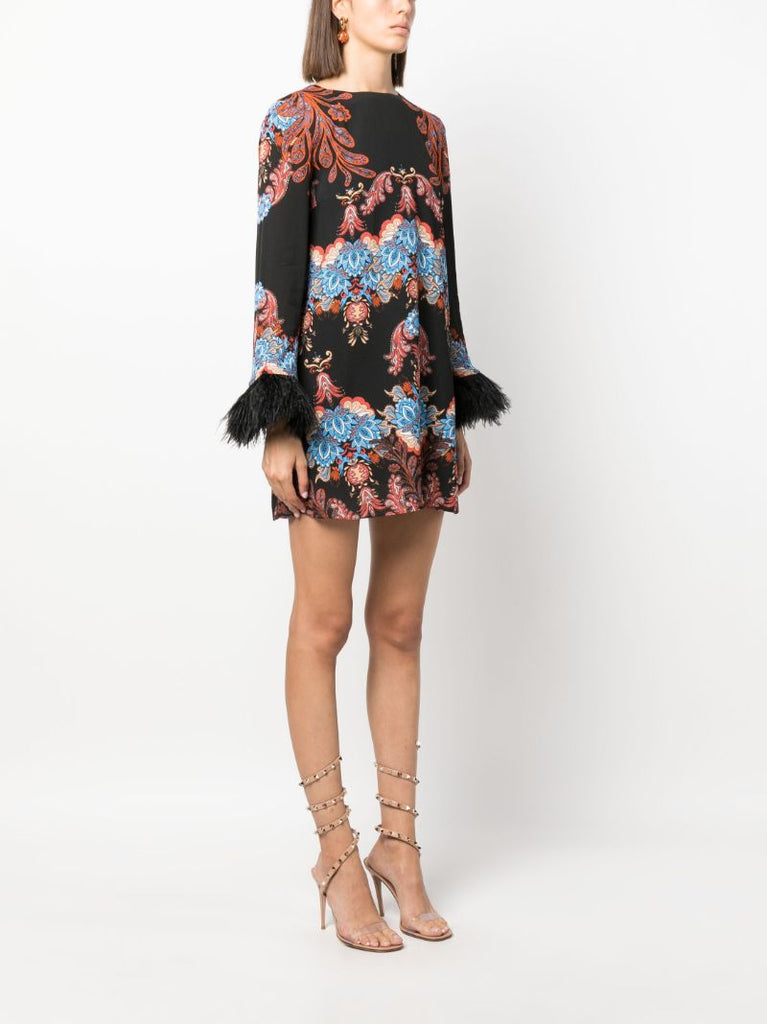 Black Cocoa Paisley-print Mini Dress