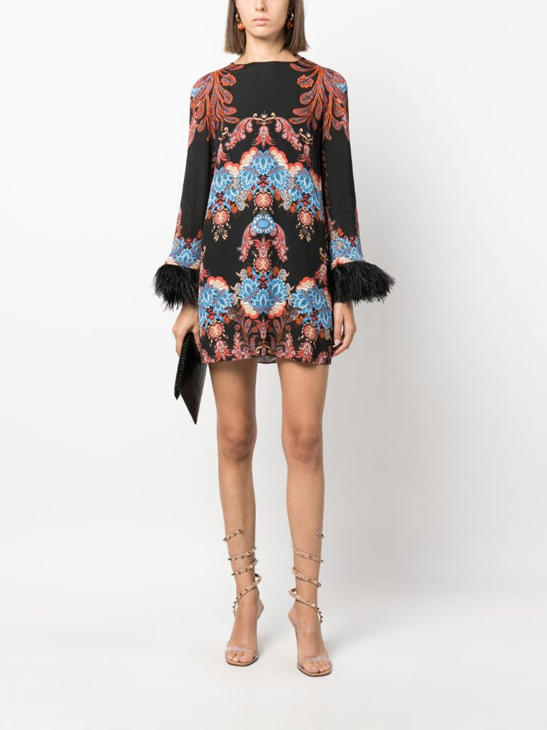 Black Cocoa Paisley-print Mini Dress