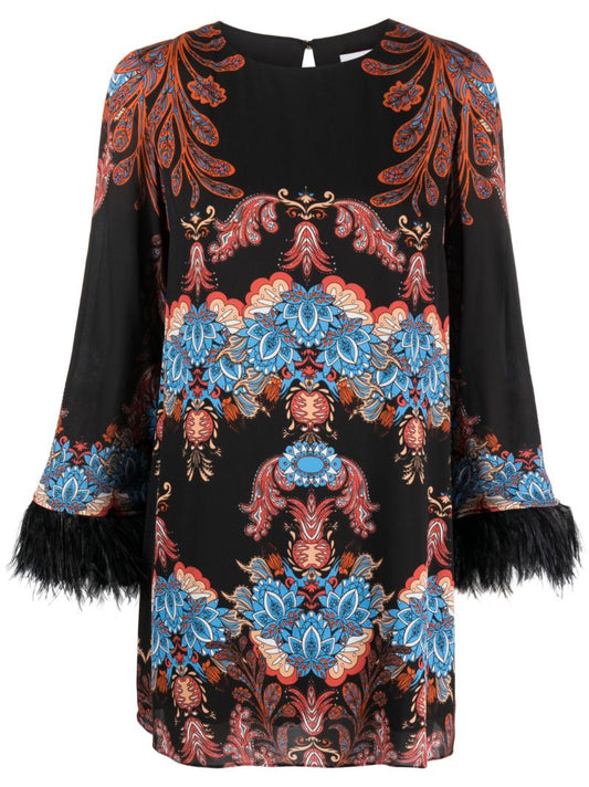 Black Cocoa Paisley-print Mini Dress