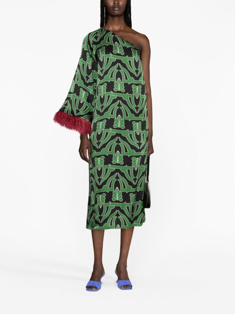 Black Audrey Geometric-print Midi Dress