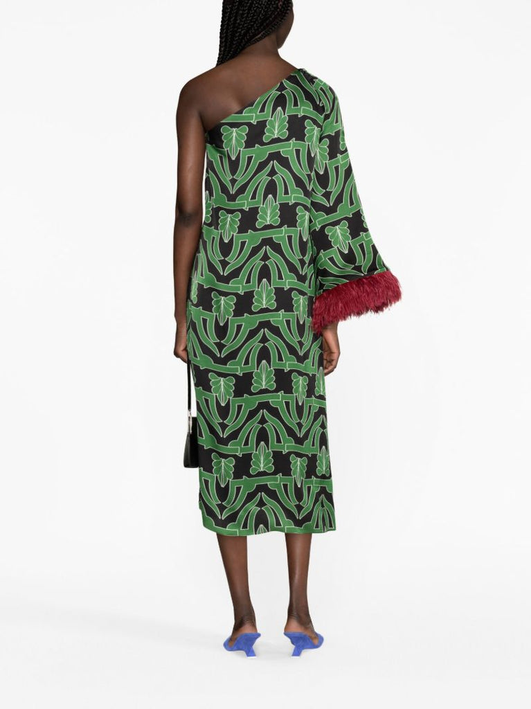 Black Audrey Geometric-print Midi Dress
